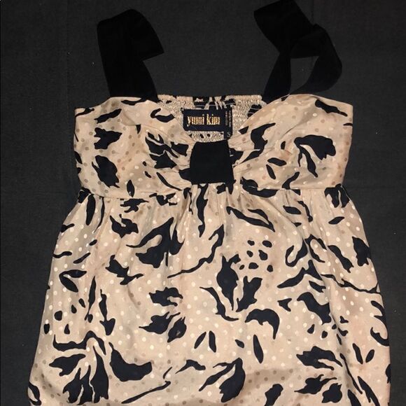 Yumi Kim NEW 100% Silk Cute Creme Black Tank Top - Picture 3 of 6